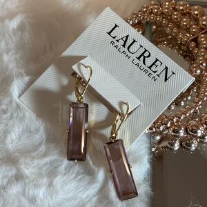 Ralph Lauren Gold Earrings with Lavender Accents